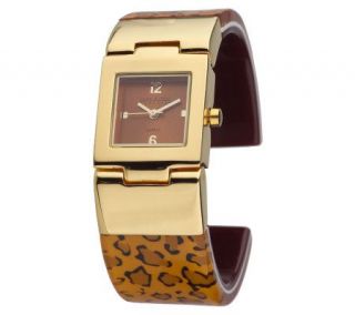 Joan Rivers Leopard Print Cuff Watch —