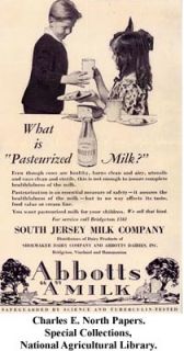 One Pint Glass Milk Bottle, Abbotts Dairies, New Jersey, Raised Script