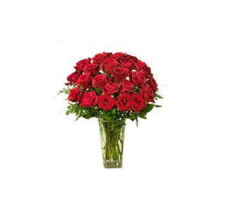 Two Dozen Long Stemmed Red Roses with Vase by ProFlowers —