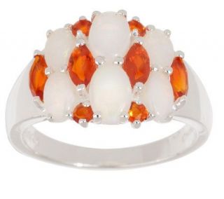 Sterling 0.35 ct tw Fire Opal & White Opal Band Ring —