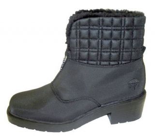 Totes Womens Emily Front Zip Waterproof Quilted Ankle Boot —