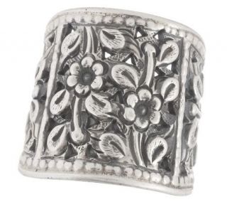 Artisan Crafted Sterling Open Work Flower Design Ring —