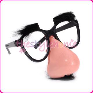 Cool Pair Clown Glasses w Rubber Nose Black Mustache Funny Props Party