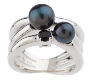 Honora Sterling Cultured Pearl and Gemstone Multi Band Ring — 