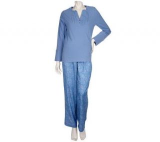 Carole Hochman Jersey Knit and Satin 2 pc Pajama Set —