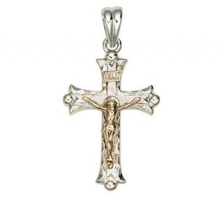 Florentine Cross Pendant with Crucifix, Sterling/14K Gold —