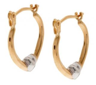 Two tone Polished Motif Hoop Earrings 14K Gold —