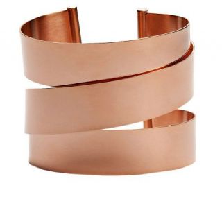 Bronzo Italia Large Bold Polished Wrap Design Cuff Bracelet — 