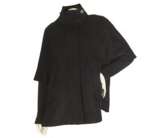 George Simonton Fully Lined Zip Front Cape with Rib Knit Sleeves