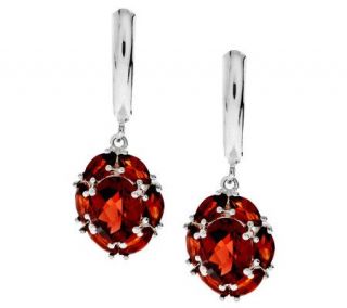 80 ct tw Oval Mozambique Garnet Sterling Lever Back Dangle Earrings 