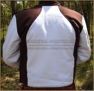 Brown & White gambeson combat sport jacket padded armour MEDIUM