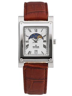 Edox Les Combes Lady Datum Mondphase Saphire Glas and Leather Strap