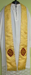 New GOLD Benediction Roman COPE & Stole Set IHS (CV_D4F) French
