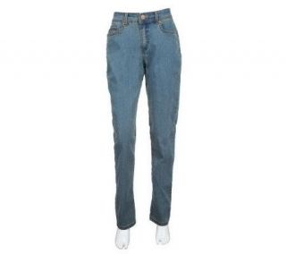 Susan Graver Straight Leg 5 pocket Denim Jeans   Tall   A226149