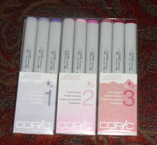 Copic 3 Sketch Markers Set Color Fusion 1,2, & 3 Double Ended New 9