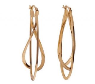 VicenzaGold Criss cross Design Oval Hoop Earrings 14K Gold —