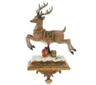 Handpainted Flying Reindeer Stocking Holder by Valerie —