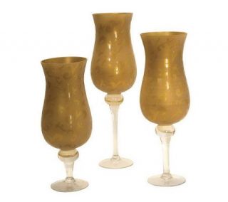 Set of 3 Large Glass Candle Goblets by Valerie —