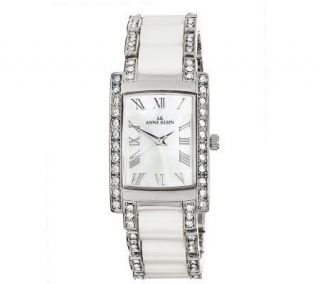 AK Anne Klein Womens Swarovski Crystal White Ceramic Watch —