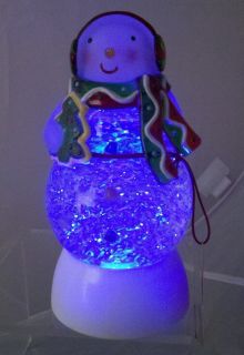 Hallmark Lighted Color Changing Motion Snowman Snow Globe Dome Moving