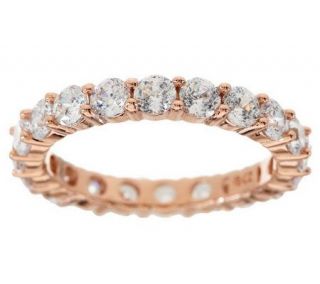Diamonique 100 Facet Eternity Band Ring, 14K Clad or Sterling 
