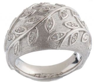 Naomi Pevsner Sterling Diamond Accent Leaf Design Dome Ring — 