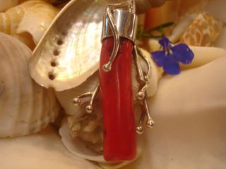 Red Branch Coral Pendant Balinese Artisan Crafted 925 Sterling Silver