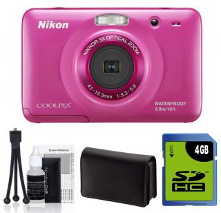 NIKON Coolpix S30 Waterproof Digital Camera PINK +4GB Kit + NIKON USA