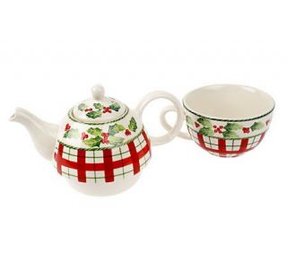 WilliamsburgHom Set of Two Handpainted Hollyberry Tea for One