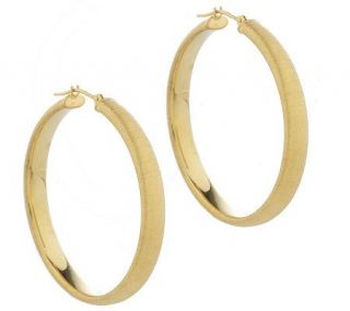 Oro del Sol 1 1/2 Satin Finish Hoop Earrings 14K Gold —