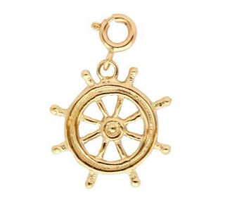 14K Yellow Gold Ships Wheel Charm —