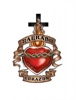 Sagrado Corazon Cross Heart Christian T Shirt Hoodie Sweatshirt Long