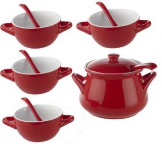 11pc. Porcelain Soup Tureen, Serving Spoon & Soup Bowl Set —