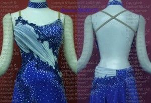 Crystal Blue Ballroom Country Waltz Prom Dance Dress