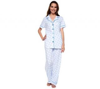 Liz Claiborne New York Logo Printed Short Sleeve Pajama Set — 