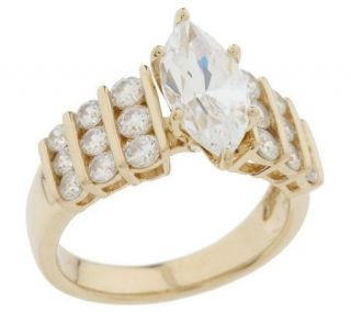 Diamonique Sterling or 14K Gold Clad 2.70 cttw Marquise Ring