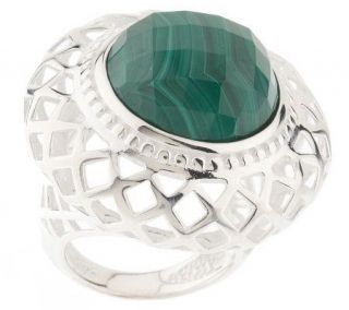 Paola Valentini Sterling Bold Faceted Malachite Ring —