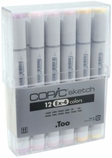 Copic Markers S12EX 4 Copic Sketch Markers 12 Piece Set