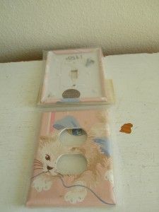 Vintage Pink Kitten Kitten White Wallpaper Switch Plate Cover Wall