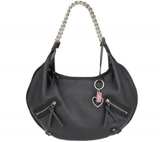 Diva by Dana Buchman Large Leather Hobo Bag with Chain Detail