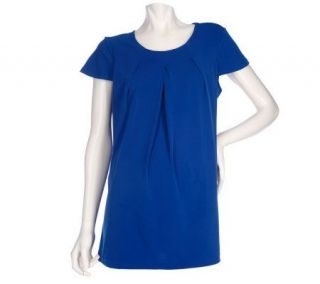 EffortlessStyle by Citiknits Cap Sleeve Knit Tunic w/ Pleat Detail