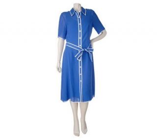 Linea by Louis DellOlio Georgette Short Sleeve Dress —
