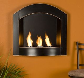 New Wall Mounted Fireplace Heater Gel Fuel Black 27 x 6 x 25 75
