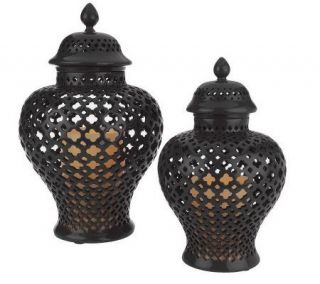 HomeReflections Set of 2 Urns with FlamelessCandle with Timers