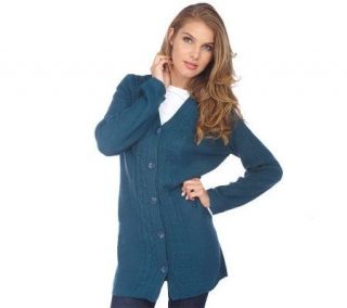 Denim & Co. Long Sleeve Button Front Cable Sweater Coat   A216662