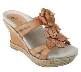 Earthies Semprini Leather Wedge Slide Sandals —