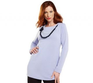 George Simonton Crystal Knit Tunic with Necklace Detail —