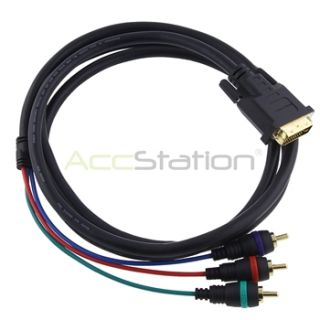 DVI I to 3 RCA Component RGB Cable Adapter for HDTV 6ft