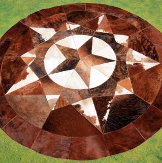Cowhide Rug Leather Mad Cow Town Hide Patchwork Area Round Carpet