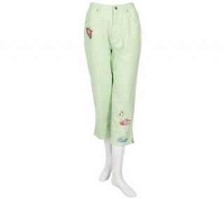 Quacker Factory Stretch Crop Pants with Rhinestones —